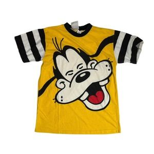 Vintage Yellow Goofy Disney Mickey & Co‎ AOP Shirt Small